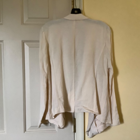 H by Halston Draped Zip Front Linen Blend Blazer Ecru SZ 14 - Picture 9 of 16
